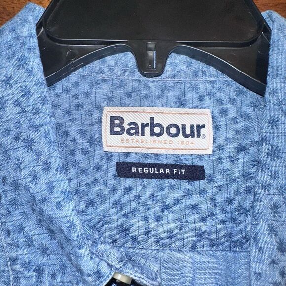 NWT Barbour Summer Print Chambray Button Down Shirt - Picture 3 of 5